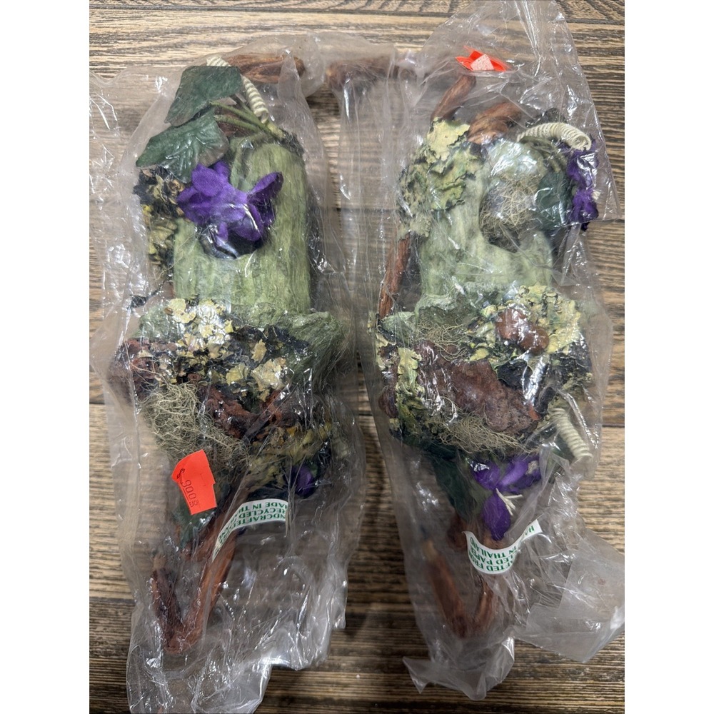 2 VTG Handcrafted Fairy/Bird House Craft Piece Made In Thailand Dead Stock New